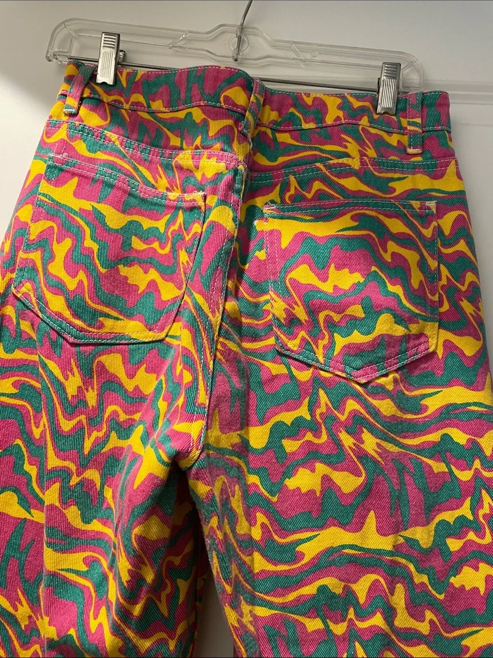 High Waist Swirl Print Boyfriend Jeans Size M  Straight Leg Streetwear 90s